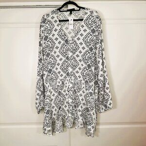Lane Bryant Hi-Low Floral Print Smocked Waist Long Sleeve Blouse - NEW